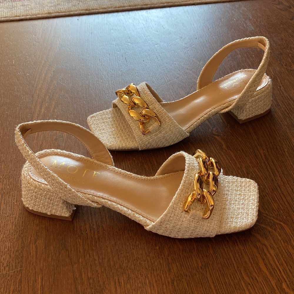 MOTF White Gold Chain Tweed Sandals